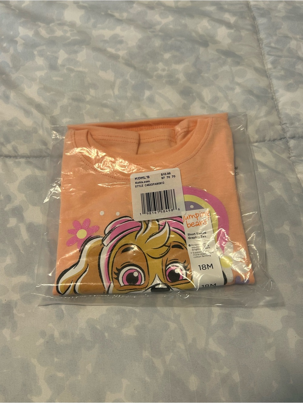 jumping beans Peach Short-Sleeve Tee with Puppy Face Graphic